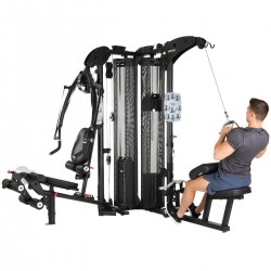 Machine de musculation multipostes avec poulies et colonnes de poids