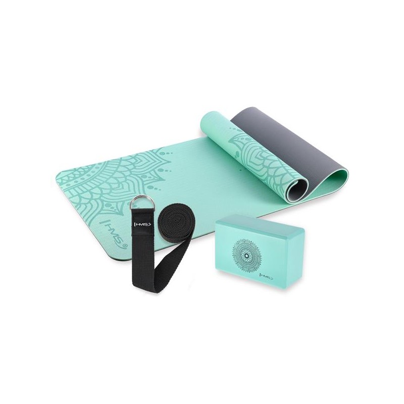 Tapis de sol avec bloc de yoga et sangle d'étirement