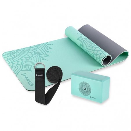 Tapis de sol avec bloc de yoga et sangle d'étirement